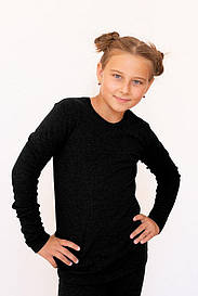 Комплект дитячої термобілизни на 6 років Наталюкс для дітей штани та кофта довгий рукав чорний