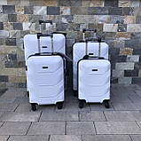 Чемодан дорожній малий 55х37х23 см Wings 147 , Валіза на 4-х колесах , Сумка дорожня з полікарбонату ,БІЛИЙ, фото 6