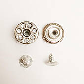 Гудзик джинсовий бовтанка (1000 шт) 15 мм, нікель з білими каменями