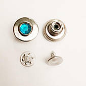 Гудзик джинсовий (1000 шт) 16мм, нікель з синім каменем