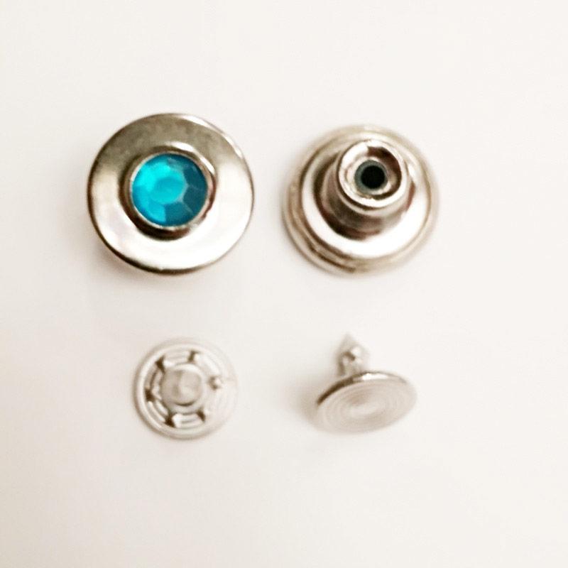 Гудзик джинсовий (1000 шт) 16мм, нікель з синім каменем