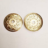 Прикраса під заклепку (1000 шт), кругла, метал, золото.