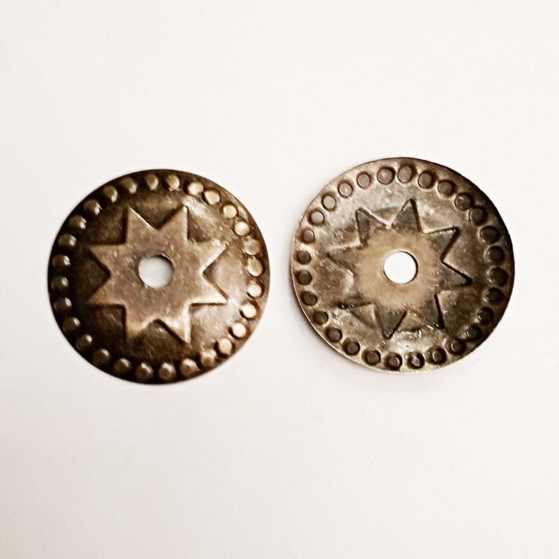 Прикраса під заклепку (1000 шт), зірка, кругла, антик.