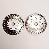 Прикраса під заклепку (1000 шт), зірка, кругла, нікель.