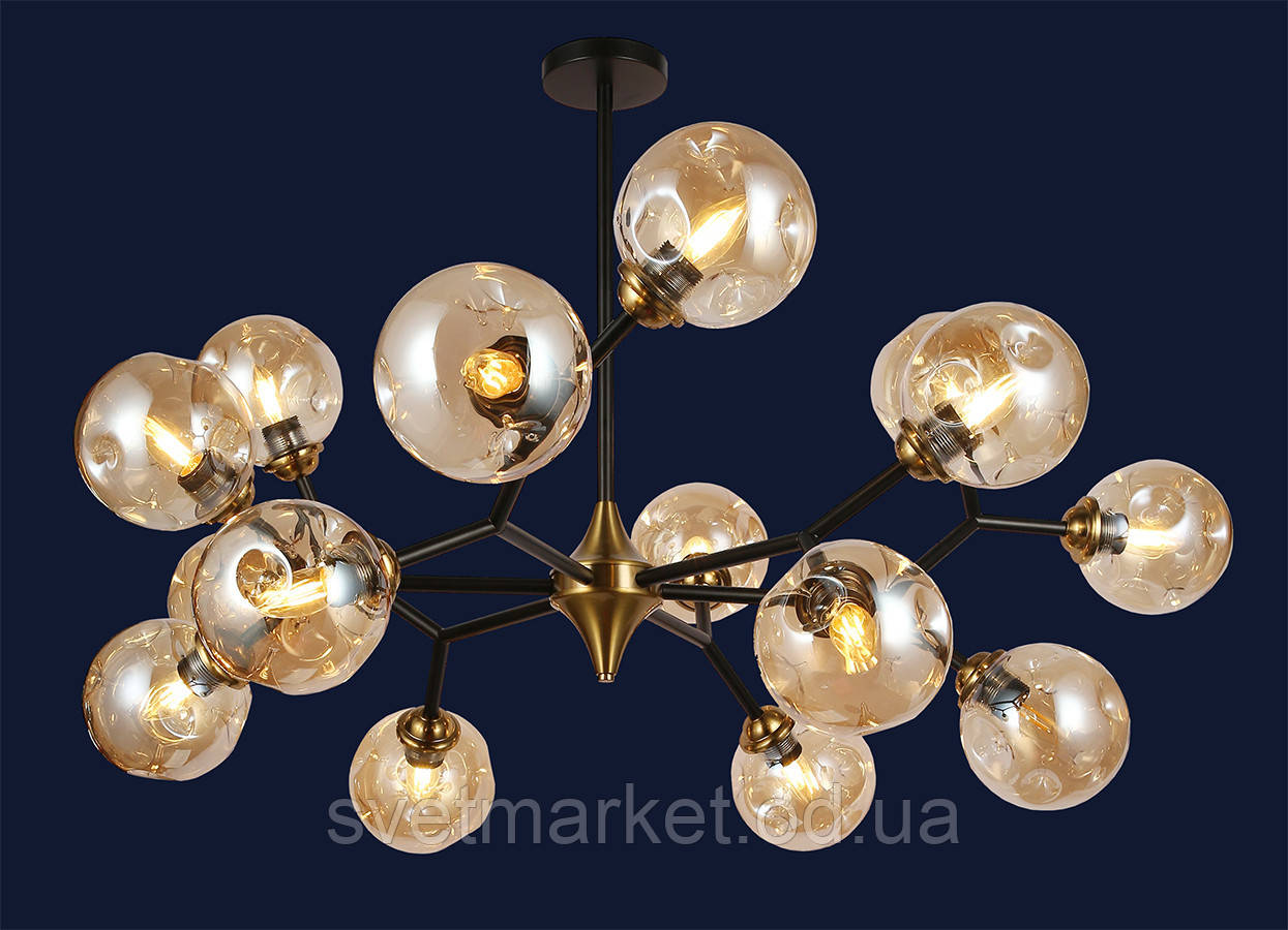 Велика яскрава люстра 7520030-15 BK+BR