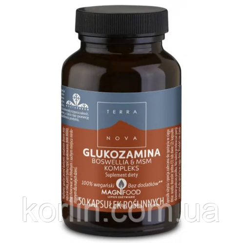 Глюкозамін Босвелія і МСМ Комплекс Для Суставів 50 кап Terranova Glucosamine Великобританія Доставка з ЄС