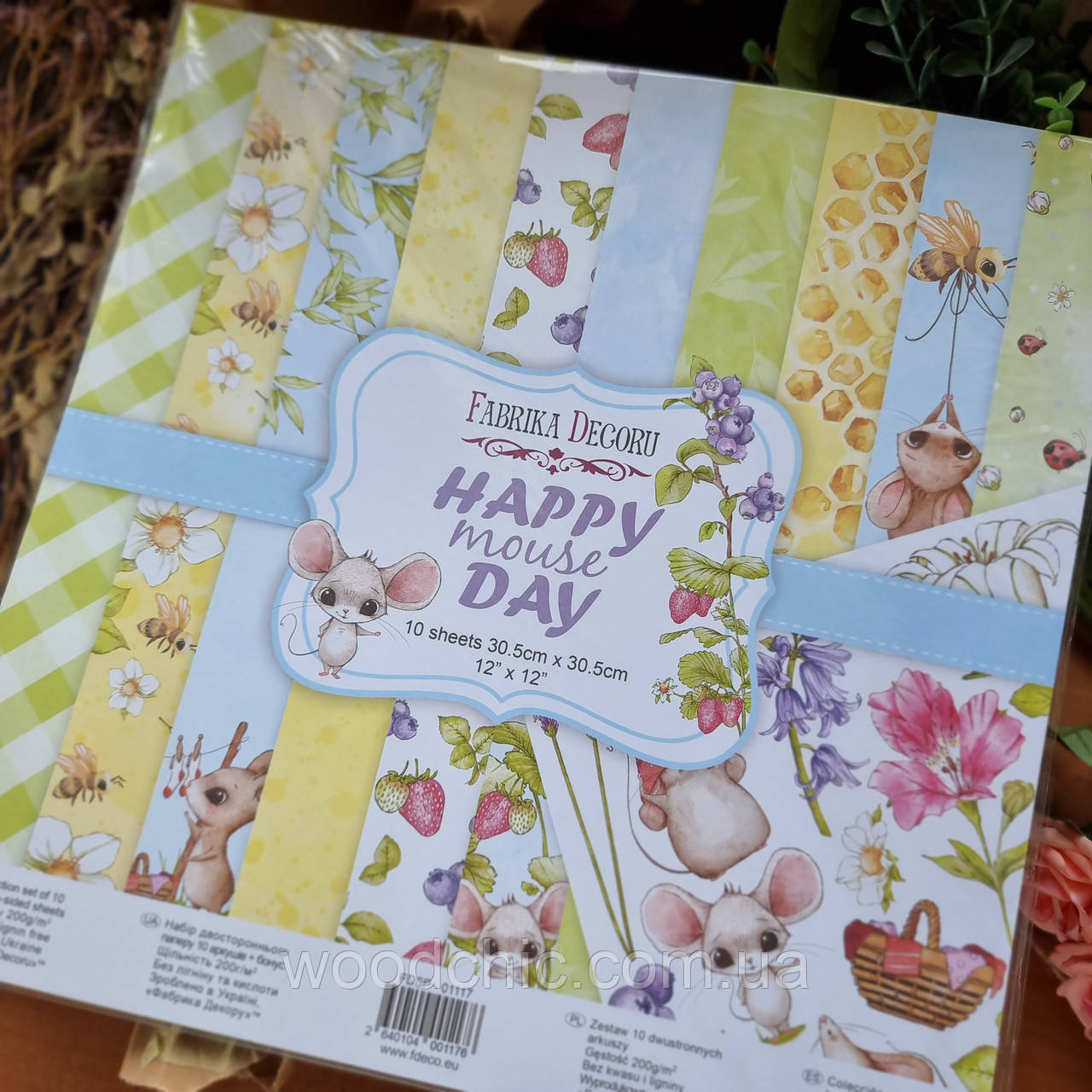 НАБІР ДВОСТОРОНЬОГО ПАПЕРУ ДЛЯ СКРАПБУКІНГУНГУHAPPY MOUSE DAY 30,5X30,5 СМ 10 АРКУШІВ ФАБРИКА ДЕКО