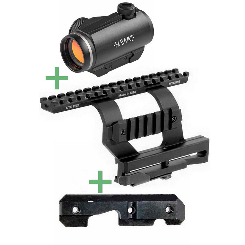 Коліматор для АК Hawke Vantage 1x30 та бічний кронштейн Weaver/Picatinny (Leapers), фото 1