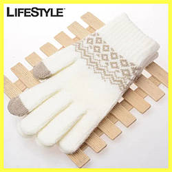 Зимові рукавички для телефону Touchscreen Gloves / Сенсорні рукавички теплі Бежеві