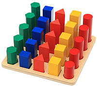 Развивающий деревянный набор для детей сортер Цветные геометрические фигуры от Obetty