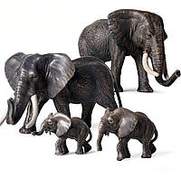 Развивающий детский набор фигурок для игр мини зоопарк Семья слонов 4 штуки от Obetty