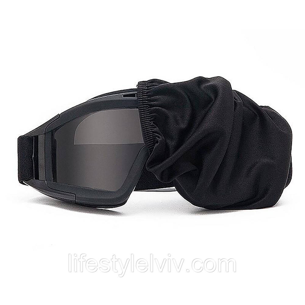Тактические защитные очки со сменными линзами / Панорамные незапотевающие очки для ЗСУ Черный - фото 4 - id-p1646919053