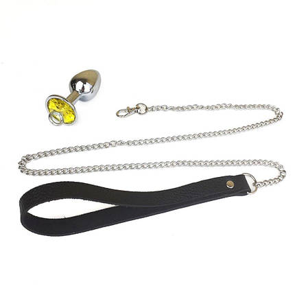 Металевий анальний штекер Art of Sex Metal Anal Plug with Leash size S з повідцем, фото 3