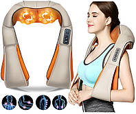 Массажер роликовый Shiatsu Massager of Neck Kneading для шеи, плеч и всего тела с подогревом 4 кнопки ЕХР