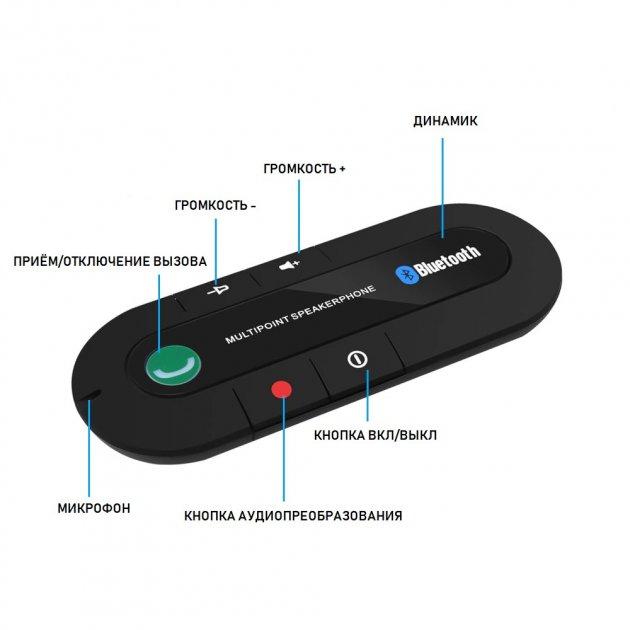 Беспроводное устройство громкой связи Bluetooth Handsfree Kit Speaker в авто - фото 2 - id-p1646932629