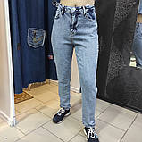 Джинси жіночі МОМ без стрейчу світлі високі котон 46 блакитні, фото 5