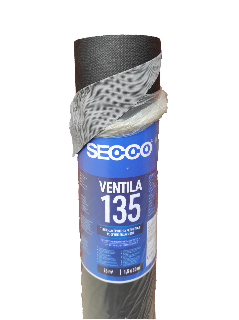 Secco Ventila 135 г/м2 - Тришарова супердифузійна мембрана краще Strotex, Marma, Eurovent, 75м2, Польща