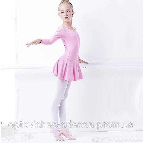 Купальник с юбкой для танцев трикотаж детский 115cm to 125cm Розовый ...
