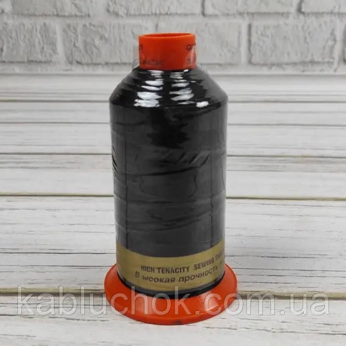 Нитка для шкіри No40 Gold POLYART 3000 м, цв. чорний, фото 1