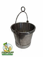 Відро для колодязя з нержавійки 12 літрів оковане нержавійкою з вушком для кріплення цепу чи тросу