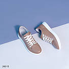 Шкіряні жіночі кеди колір лате, фото 3