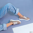 Шкіряні жіночі кеди колір лате, фото 4