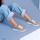 Шкіряні жіночі кеди колір лате, фото 5