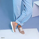 Шкіряні жіночі кеди колір лате, фото 8