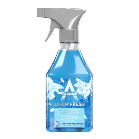 Дезінфікуючий очищувач без хлору Astonish Linen Fresh (аромат свіжості) спрей 550 мл, фото 1