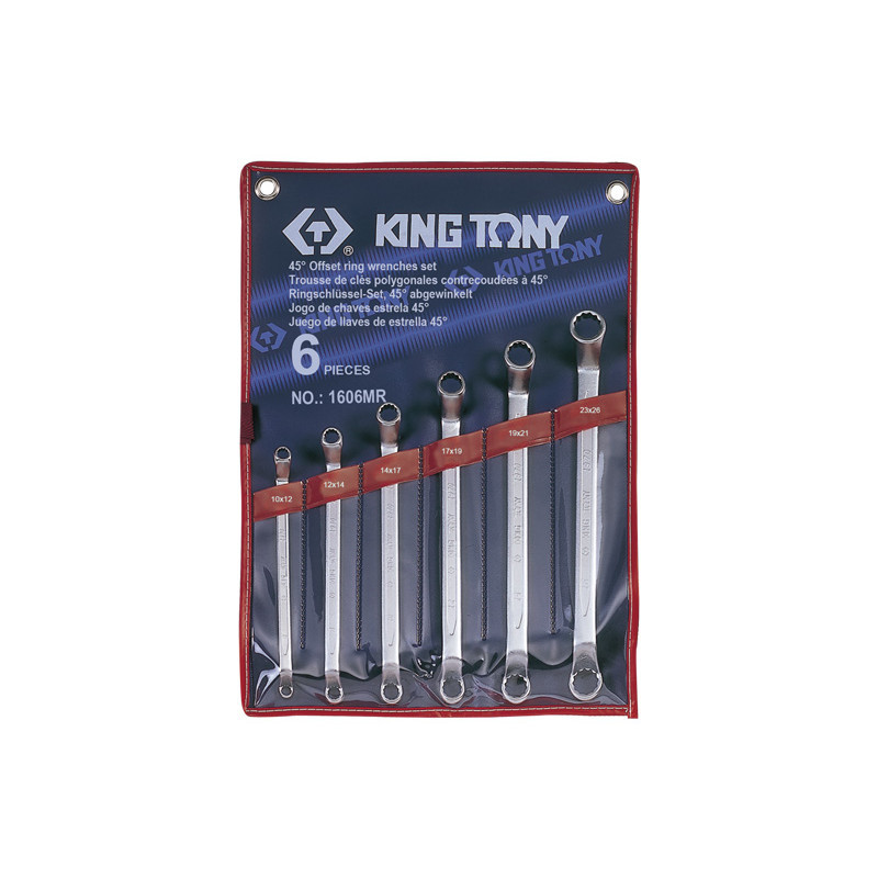 Набір ключів накидних 6шт. (10-26мм) 45градусів King Tony (1606MR), фото 1
