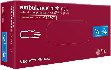 Рукавички латексні неопудрені надміцні Аmbulance® high risk р.М, (25 пар)