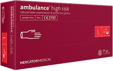 Рукавички латексні неопудрені надміцні Аmbulance® high risk р.L, (25 пар)