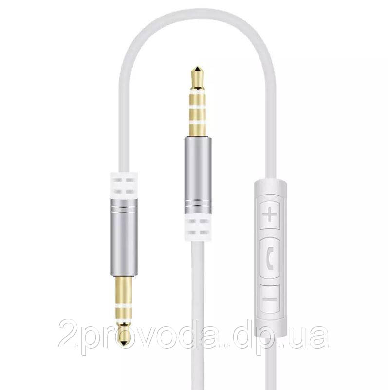 Аукс кабель аудіокабель 3.5м AUX-AUX ПАПА-ПА 120sм білий