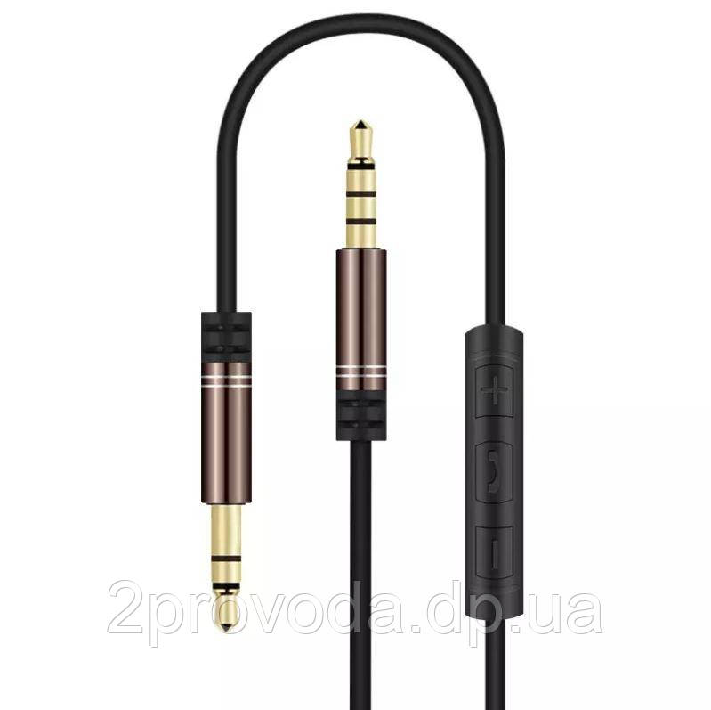 Аукс кабель аудіокабель 3.5м AUX-AUX ПАПА-ПА 120см коричневий