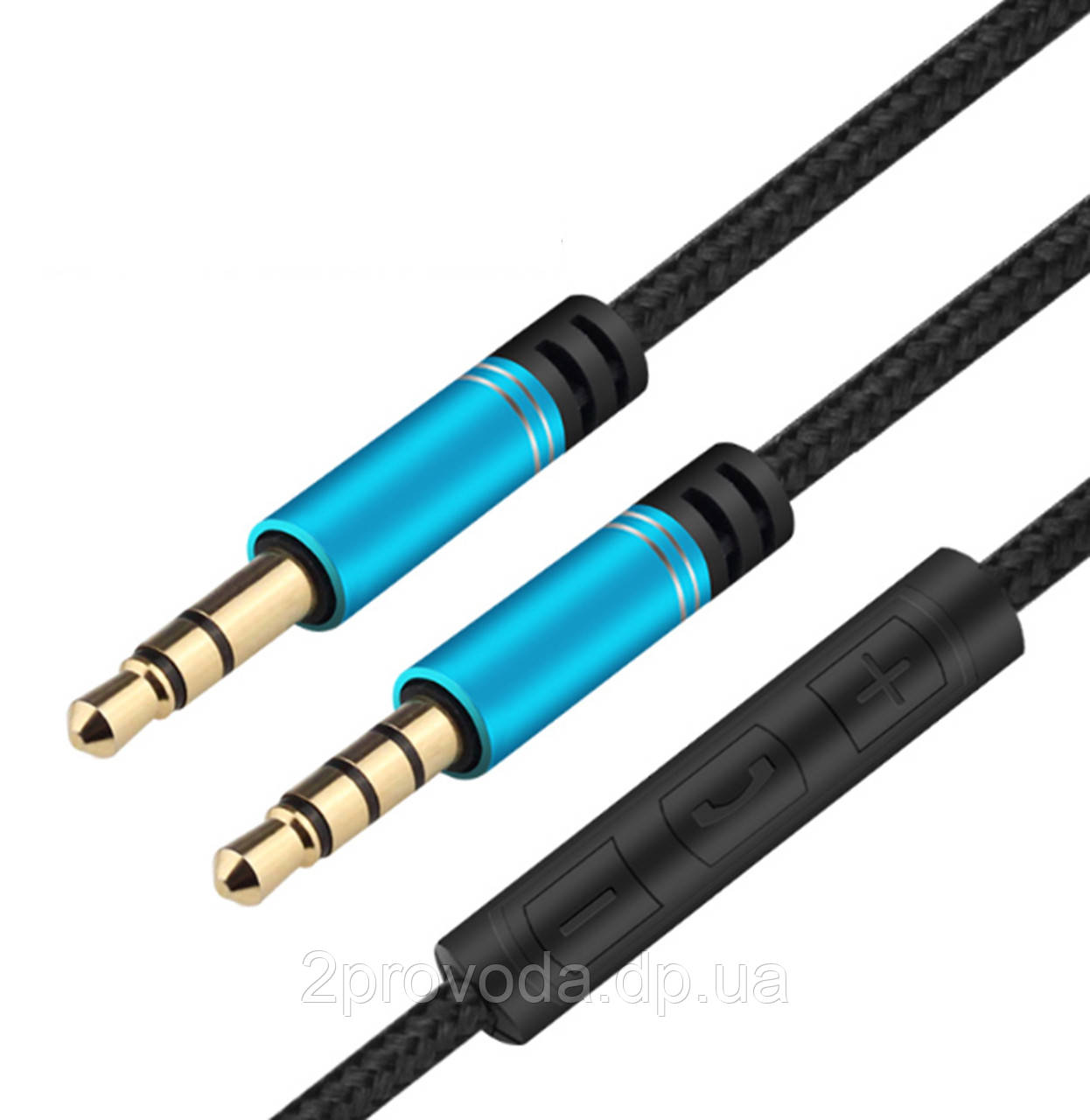 Аукс кабель аудіокабель 3.5м AUX-AUX ПАПА-ПАПА 120см оплетка синій
