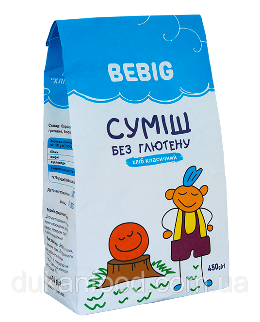 Суміш для випікання без глютену "Хліб класичний", Bebig, 450 г