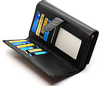 Чорний лаковий гаманець з великою монеткою та блоком для карт ST Leather S9001A, фото 5