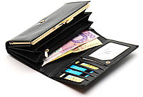 Чорний лаковий гаманець з великою монеткою та блоком для карт ST Leather S9001A, фото 6