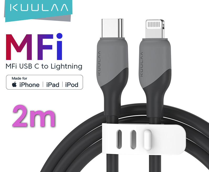 Кабель Lightning Type C для iPhone KUULAA 2м MFi швидка зарядка 30W USB-C шнур iPhone 14 13 12 Pro Max зарядка дата-кабель, фото 1