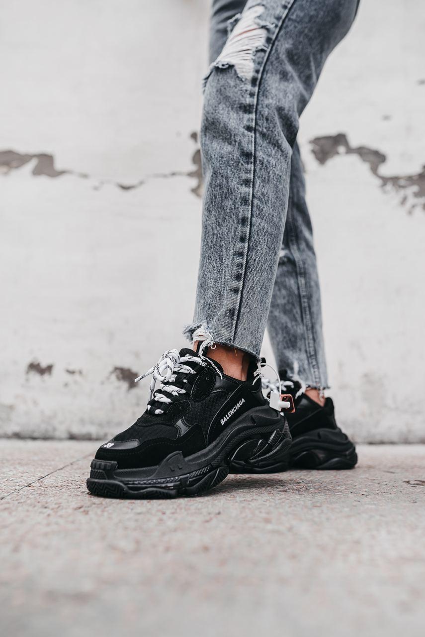 Унісекс кроссівки Balenciaga Triple S Black. Кросси жіночі і чоловічі Баленсіага Тріпл С.