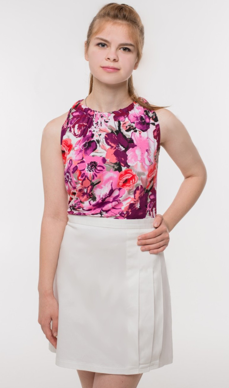 Спідниця біла з трьома складками попереду, фото 1