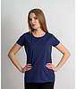 Жіноча футболка однотонна темно-синя 372-32, фото 3