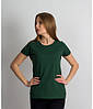 Жіноча футболка однотонна темно-зелена 372-38, фото 3