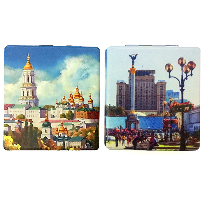 Металеве дзеркальце двостороннє Київ, фото 1