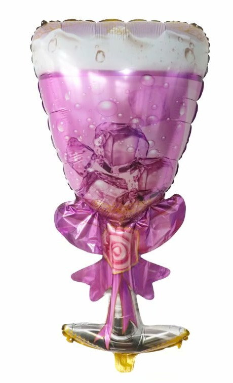 Фольгована фігурна куля "Келих бант із розою" Розмір:88см*46см.