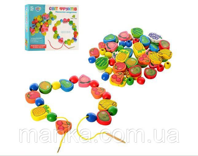Дерев'яна іграшка Шнурівка Tree Toys MD 1009 фрукти, овочі, ягоди