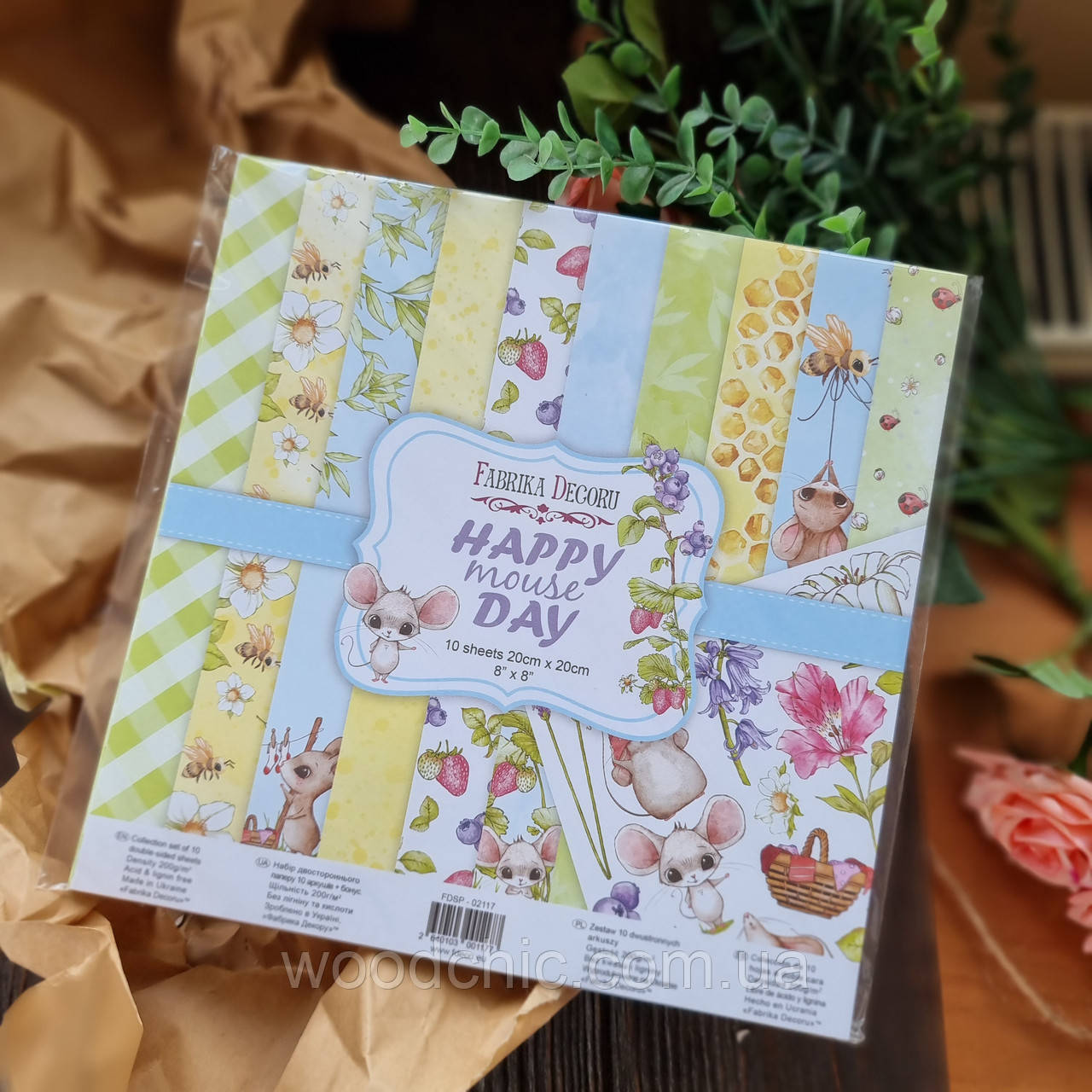 НАБІР ДВОСТОРОННЬОГО ПАПЕРУ ДЛЯ СКРАПБУКІНГУHAPPY MOUSE DAY 20на20см, фото 1