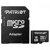 Флэш карта microSDHC 16Gb Patriot class 10 + адаптер (PSF16GMCSDHC10)