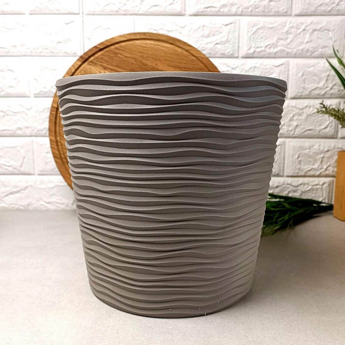 Квітковий вазон з водостічною вставкою d16*14,5 см 1,6 л, Какао Фьюжн Алеана