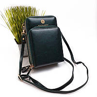 Маленькая женская сумка через плечо искусственная кожа зелёный Арт.6688 forest green (Китай), фото 1